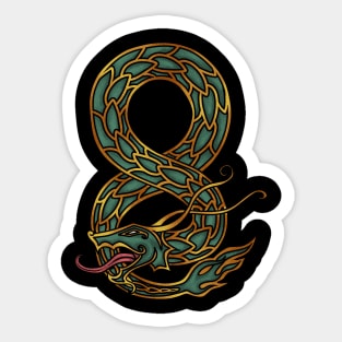 Guardian of the Norse Depths: Viking Monster Jormungandr the World Serpent Design Sticker